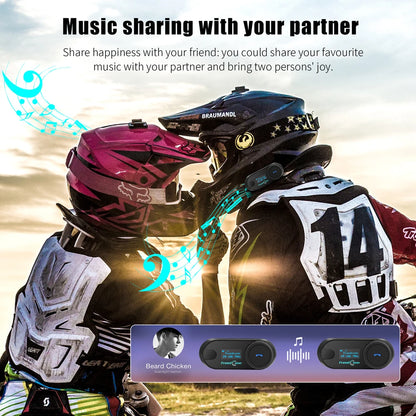 Freedconn T Com SC Bluetooth Motorcycle Intercom – Helmet Headset, Wireless Communication, BT 5.0, Music Share, 6 Riders, FM