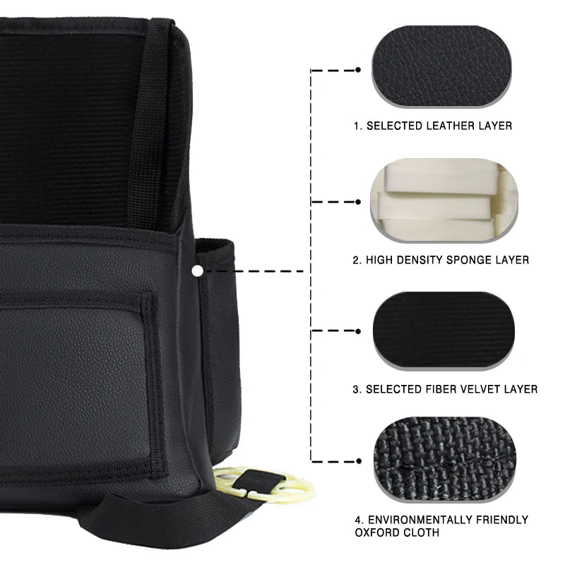 Car Seat Middle Hanger Leather Storage Bag – Multifunction Hanging Organizer with Handbag Holder, Water Cup & Tissue Pockets