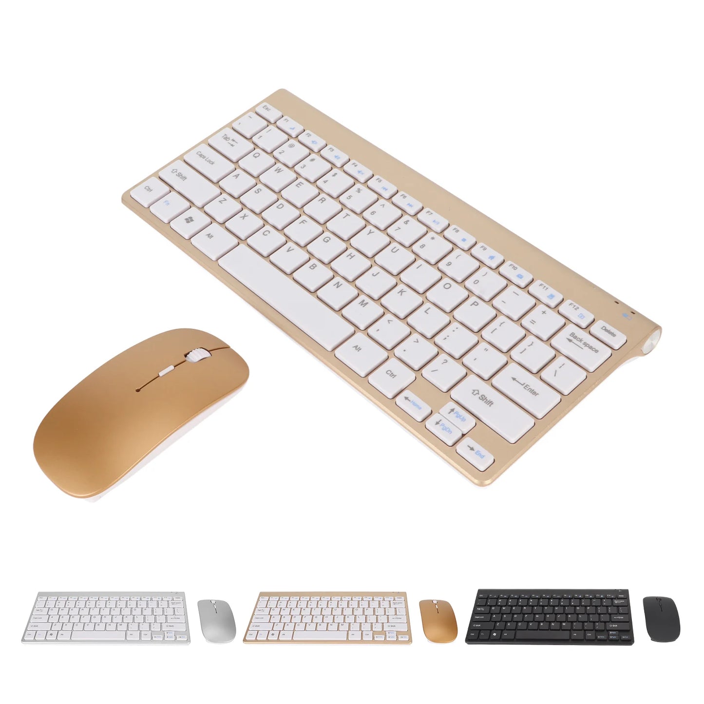 Slim Wireless Keyboard and Mouse Combo – Portable Silent Power-Saving Kit with LED Indicator for Home