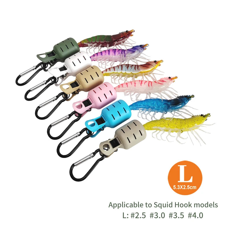 Squid Jig Bait Protector Kit - 6-Piece Octopus Egi Hook Covers with Carabiner