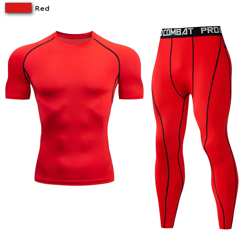 2-Piece Men’s Compression Sportswear Set — Gym, Yoga, Workout & Jogging Tracksuit