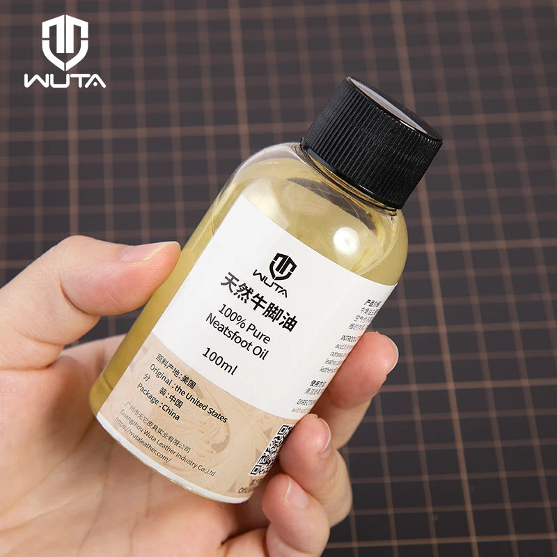 WUTA 100% Pure Neatsfoot Oil Leather Conditioner 30/100ml Softener for Boots Shoes Bags Belts Saddles Restores Dry Leather Care