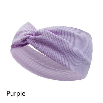Silky Threaded Fabric Twist Headband – Elastic Yoga, Workout & Running Hair Bands for Women & Girls