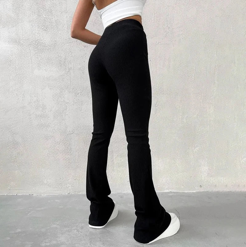 BUILDINGB Autumn High Waist Solid Trousers: Hip-Wrapping Elasticated Embossing for Versatile Daily Wear - Casual Women's Pants