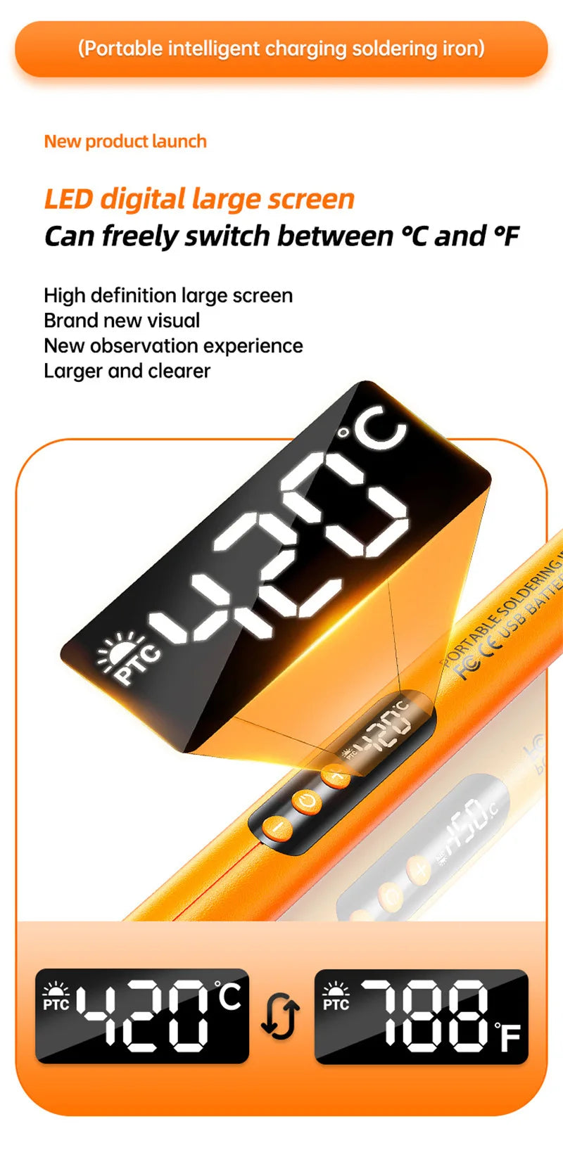 USB Wireless Digital Soldering Iron Kit – Cordless Electric Pen with Adjustable 300–450℃ Temperature