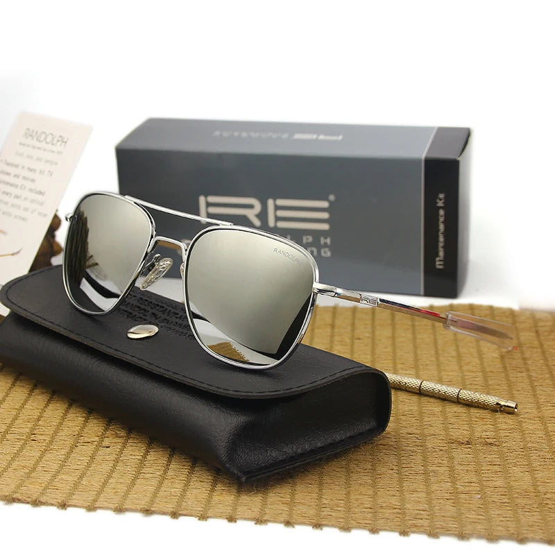 RE Military Aviation Sunglasses — Vintage Titanium Frame Pilot Glasses for Men & Women
