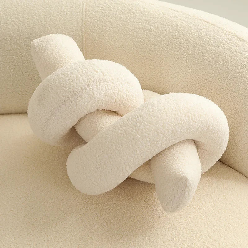 Nordic Cloud Plush Throw Pillow – Geometric Twisted Round Cushion for Sofa, Headrest & Window Seat Decor