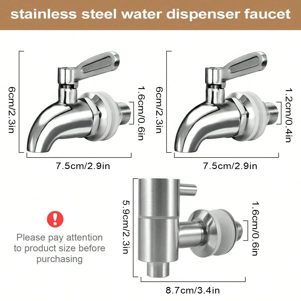 Stainless Steel Beverage Dispenser Spigot - Replacement Faucet for Cold Drinks, Beer, Juice, Wine Barrel & Drink Dispensers