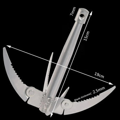 Outdoors Grappling Hook Survival Tool with Rope – Folding Boat Anchor for Canoes & Fishing Supplies