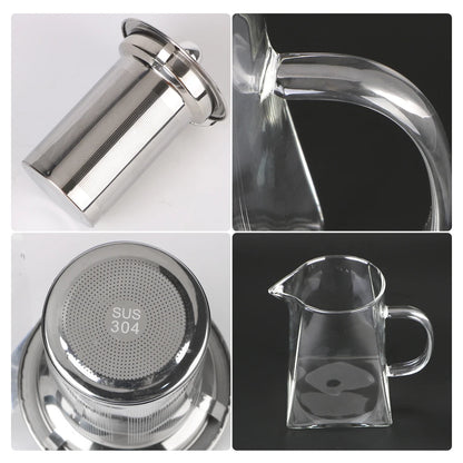 Glass Teapot with Stainless Steel Infuser – 550/750/950ML Heat-Resistant Clear Teaware, Household Tea Kettle with Infuser