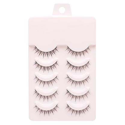 5 Pairs Manga Style Cosplay False Eyelashes – Soft Natural Short Mink Strip Lashes with Clear Band