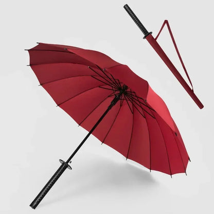 Katana Sword Umbrella - Long Handle Samurai Style UV Blocking Rain Parasol for Demon Slayer Ninja Fans