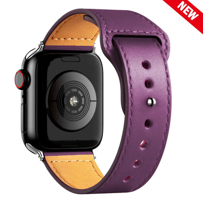 Leather Band for Apple Watch Ultra 2 – Compatible 49mm/45mm/44mm/41mm/40mm/38mm, Wrist Bracelet Strap for iWatch Series 3–9, SE, 4, 5, 6, 7, 8 & 9