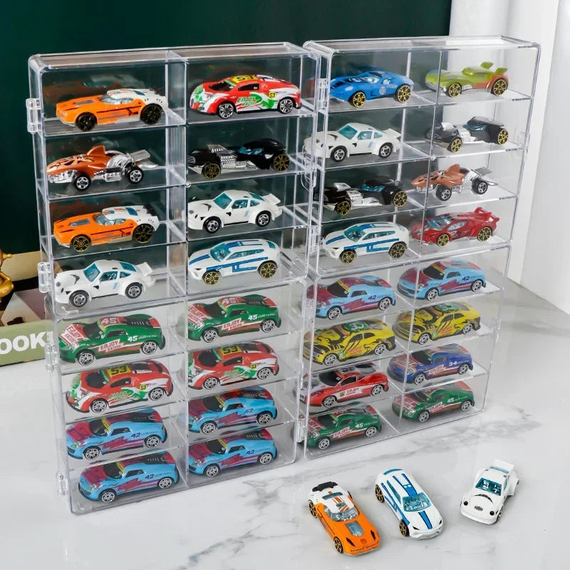 1:64 Acrylic Car Display Case - 8 Grid Transparent Dustproof Storage Box for Toy Model Cars & Collectors