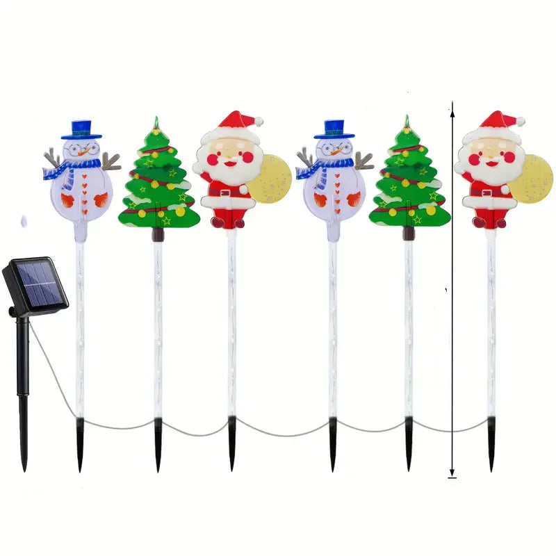 6PCS Solar Powered Christmas Stake Lights – Waterproof LED Outdoor Garden & Walkway Holiday Decorations