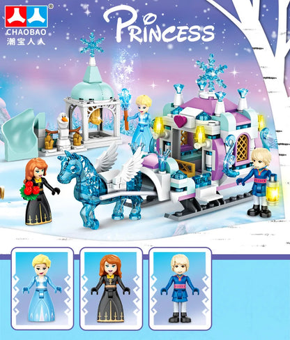 Princess Luxury Ice Castles Playground House Building Blocks Set - Winter Snow Horse Figures Toy for Girls, DIY Gift