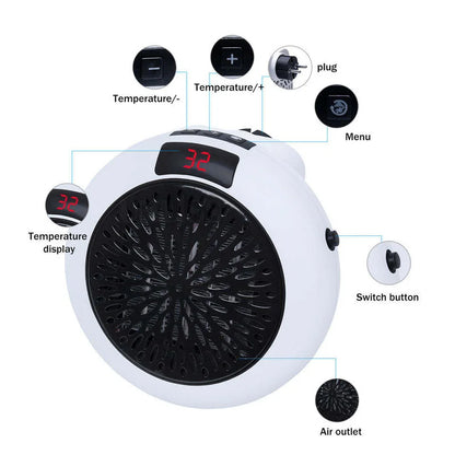 Portable Electric PTC Ceramic Heater — Mini Hot Air Fan for Home, Desktop, or Wall Mount Winter Heating