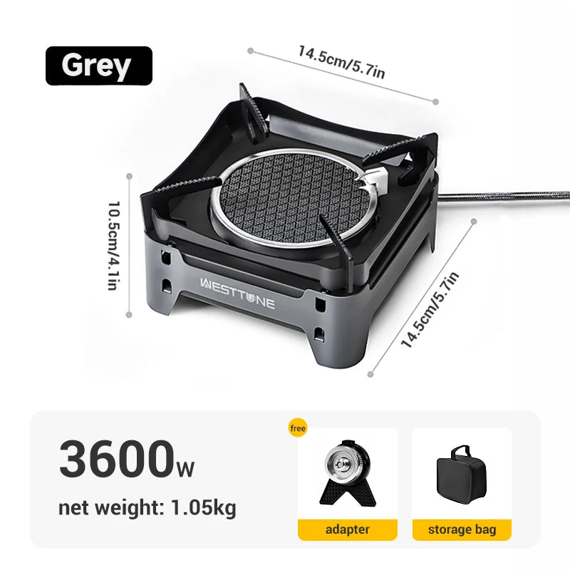 WESTTUNE Portable Camping Gas Stove - Outdoor Emergency Burner with Electronic Ignition for Picnics, BBQs & Garden Cooking