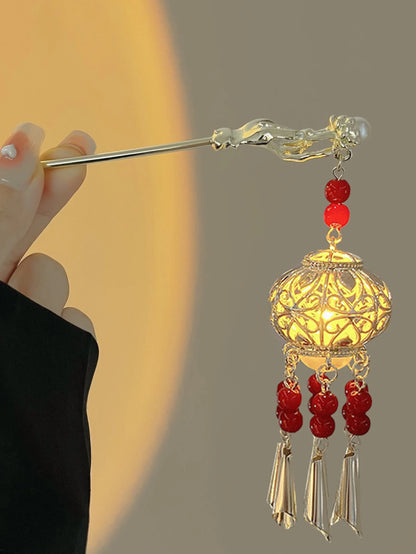 Vintage Lantern Hair Sticks - Elegant Tassel Hair Accessories for Women