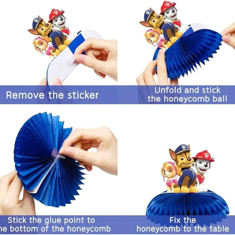 9Pcs Paw Patrol Honeycomb Table Top Decorations – Jungle Birthday Party Decor Set for Kids & Baby Shower Supplies