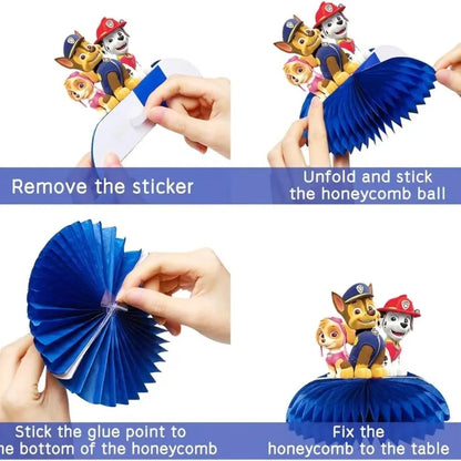 9Pcs Paw Patrol Honeycomb Table Top Decorations – Jungle Birthday Party Decor Set for Kids & Baby Shower Supplies