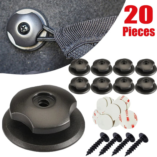 Car Trunk Hooks Organizer | Rear Cargo Mounting Luggage Net Fastener with Screw & Adhesive Tape Kit