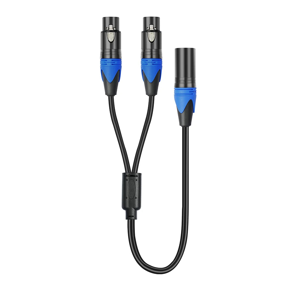 50cm XLR Splitter Cable – 1 XLR Female to 2 XLR Male Y Cable for Microphone, Amplifier & Mixer
