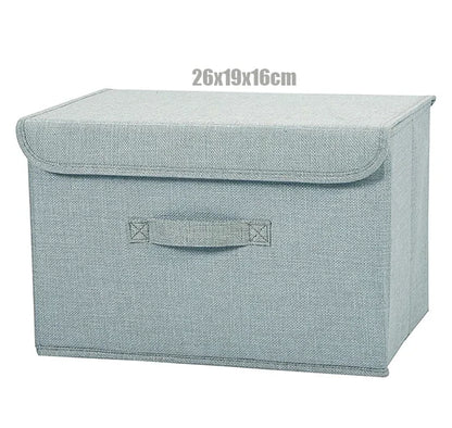 Washable Cotton Linen Folding Storage Box – CD, Toy & Laundry Organizer with Lid