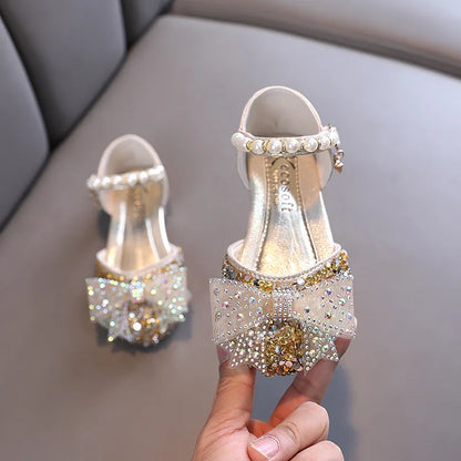 Girls' Princess Sandals - Sequin Rhinestone Bow Flat Shoes for Baby & Kids