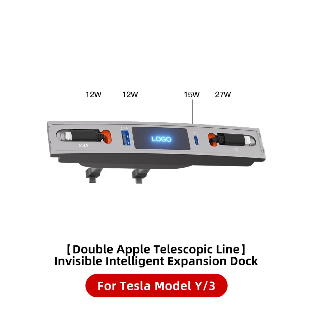 27W Quick Charger USB Hub – Intelligent Docking Station & Splitter for Tesla Model 3 & Model Y