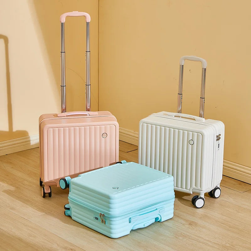 18" Cute Travel Luggage – Lightweight Airline Suitcase with Password Lock and Silent Universal Wheels