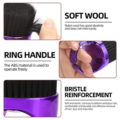 Ring Neck Hair Duster Brush - Soft Barber Hair Cutting Cleaning Brush for Removing Loose Hair & Salon Use