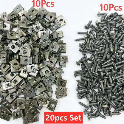 Car U-Type Metal Screw Clip Set - Anti-Rust Fastener Clips with Screws (10-100PCS)