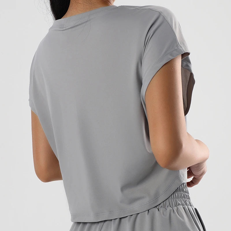 Women’s Loose Fit Quick Dry Sports Top – Short Sleeve Yoga Gym Running Athletic Crop T-Shirt Activewear Summer Fitness Shirt