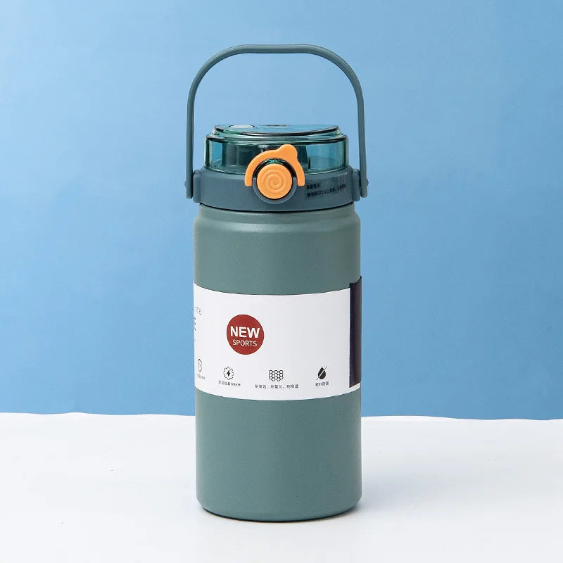 1L/1.2L Stainless Steel Thermal Water Bottle – Vacuum Insulated Thermos Cup with Straw, Hot & Cold Drink Tumbler for Gym & Travel