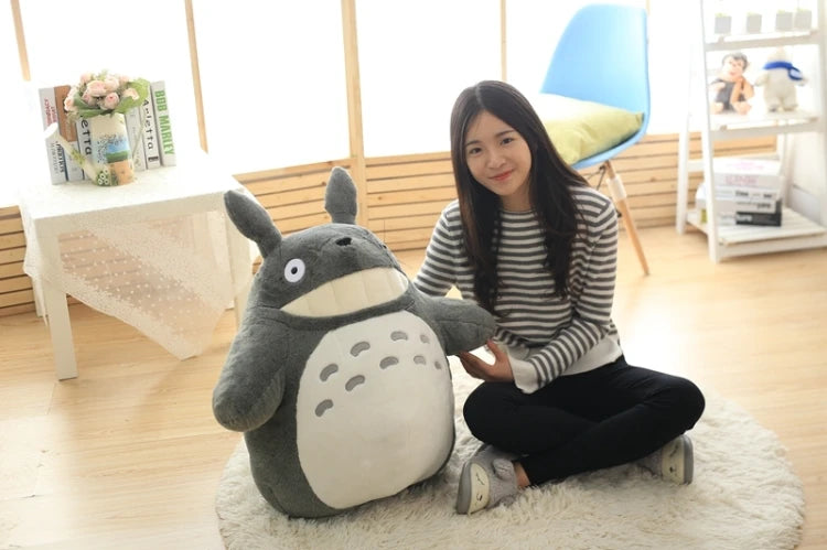 Cartoon Laugh Heartily Totoro Plush Toy — Stuffed Anime Movie Totoro, Lotus Leaf Pillow Plushie, Japanese-Style Doll Gift