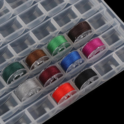 25-Spool Bobbin Storage Box - Plastic Sewing Machine Bobbin Case & Organizer