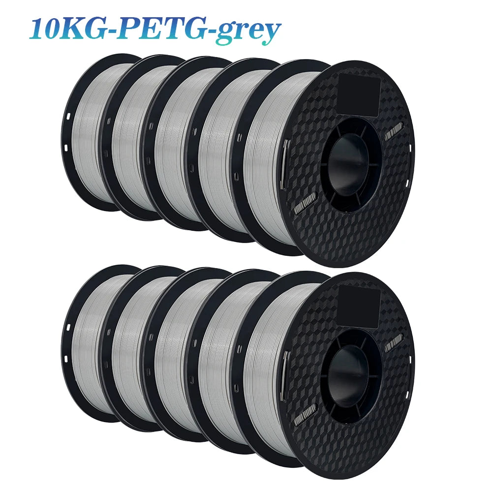 KINGROON 3D Printer Filament 22LBS — 10 Rolls 1KG 1.75mm PETG & PLA, Eco-Friendly Mixed Colors, High Toughness