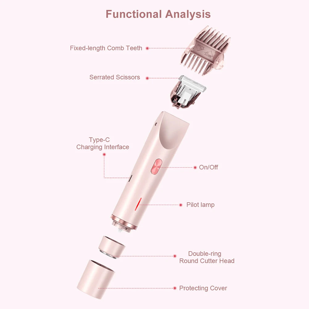 Women’s 2-in-1 Electric Razor – Dual-Head Painless Wet & Dry Bikini Trimmer with Detachable Head Shaver