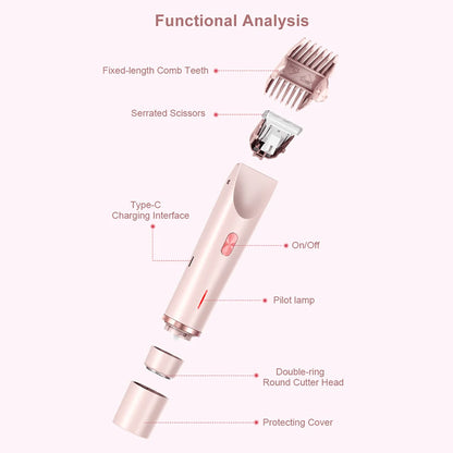 Women’s 2-in-1 Electric Razor – Dual-Head Painless Wet & Dry Bikini Trimmer with Detachable Head Shaver