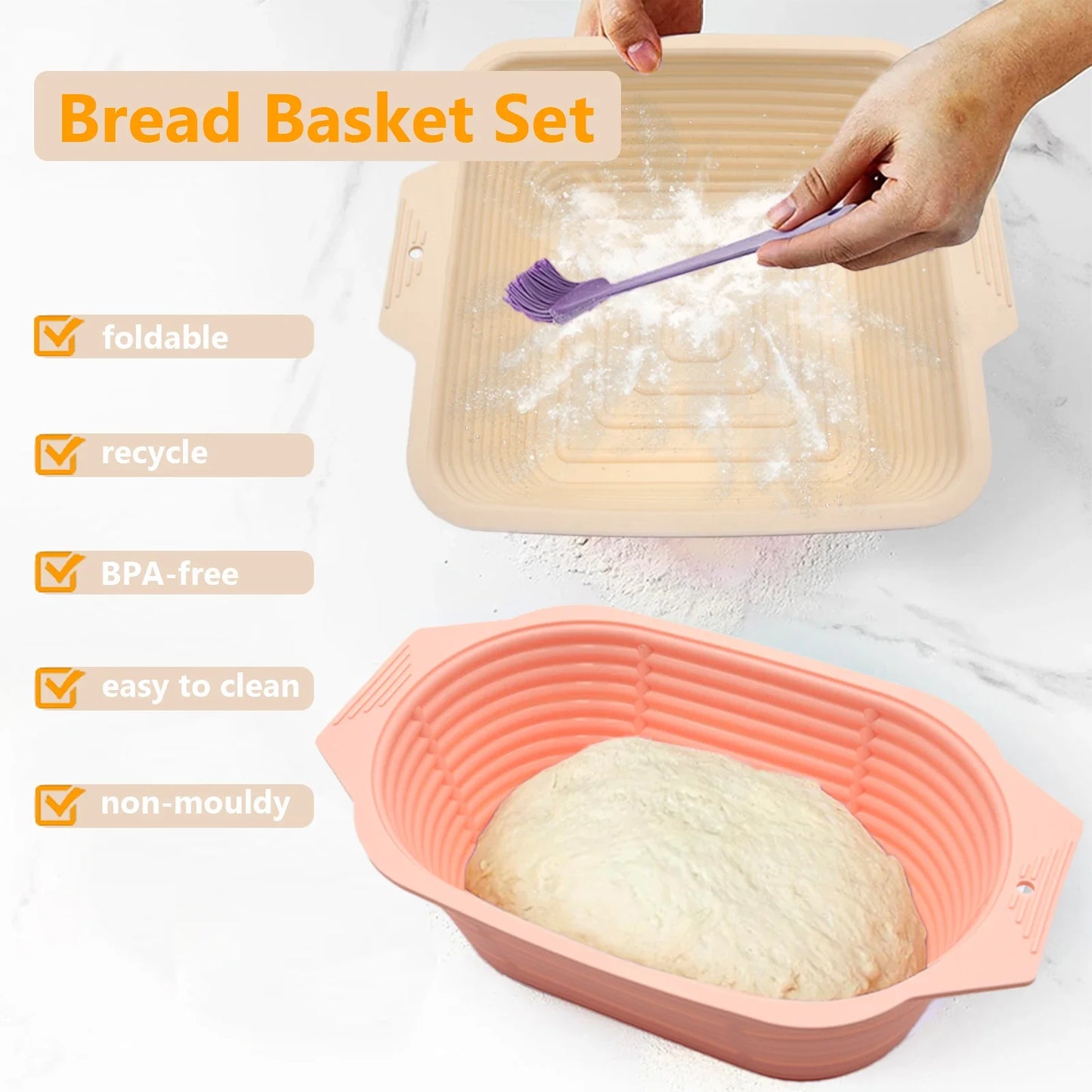Collapsible Silicone Bread Proofing Basket – Non-Stick Fermentation Basket for Sourdough and Various Bread Baking
