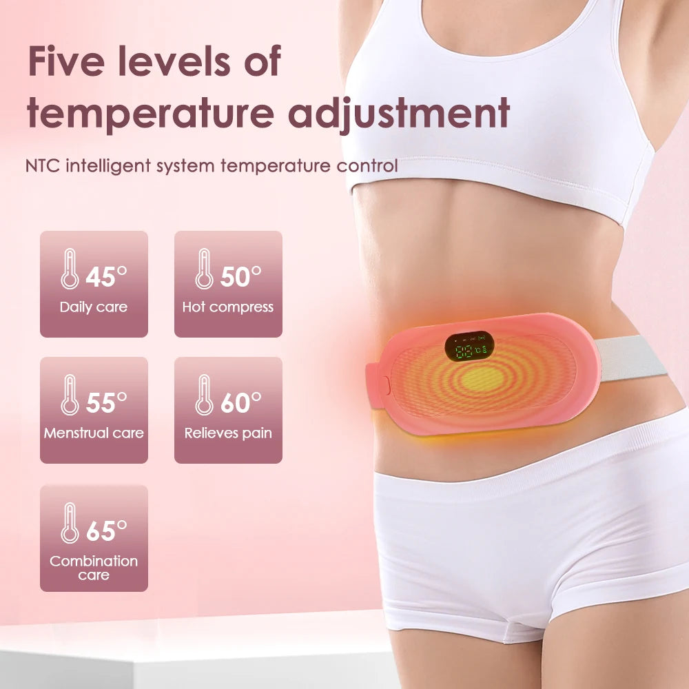 Electric Heating Pad for Women – Menstrual Cramp Relief Vibrator, Period Pain Massager & Abdominal Belt Warmer