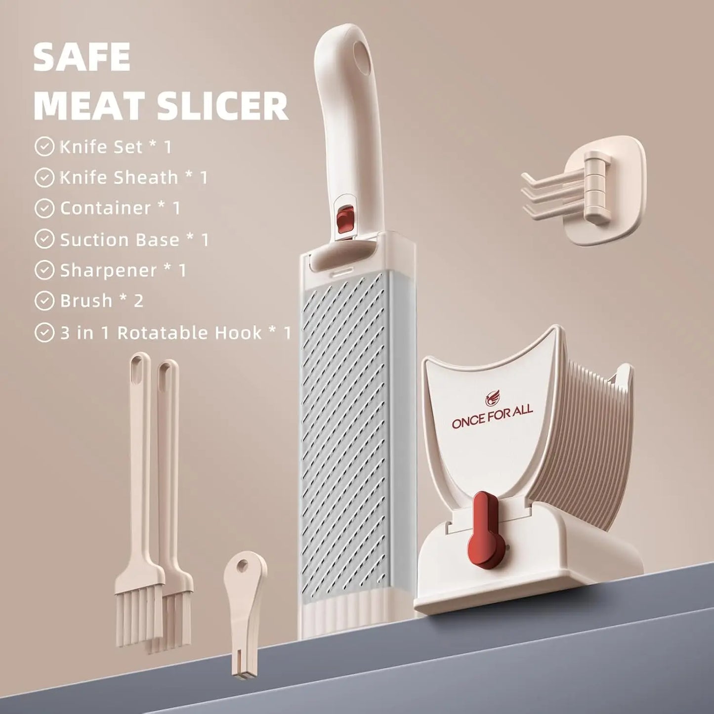 ONCE FOR ALL Meat Slicer Knife Set — Manual Kitchen Cleaver for Slicing & Shredding Fresh Beef