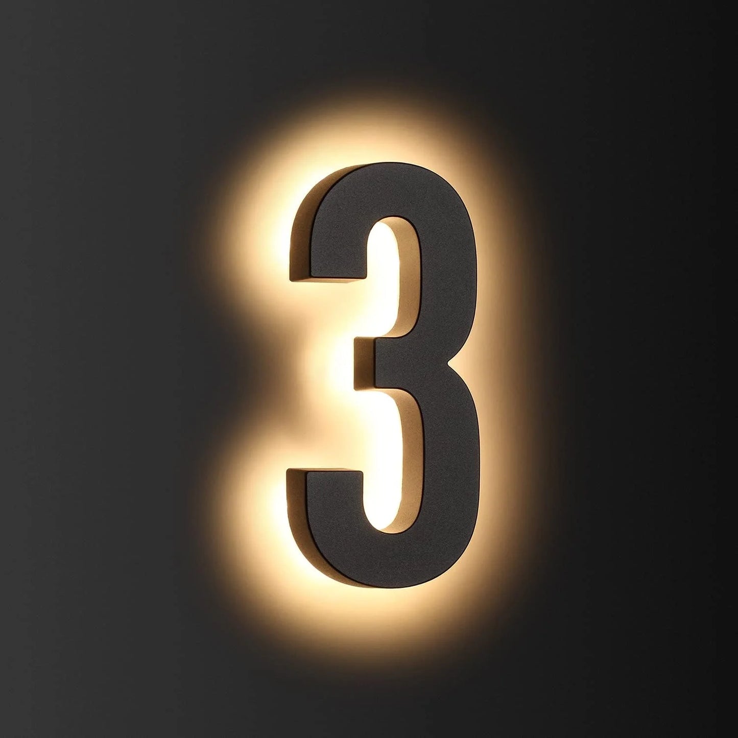 Illuminated Backlit LED House Numbers - Stainless Steel Floating Outdoor Address Sign with Durable Waterproof Finish