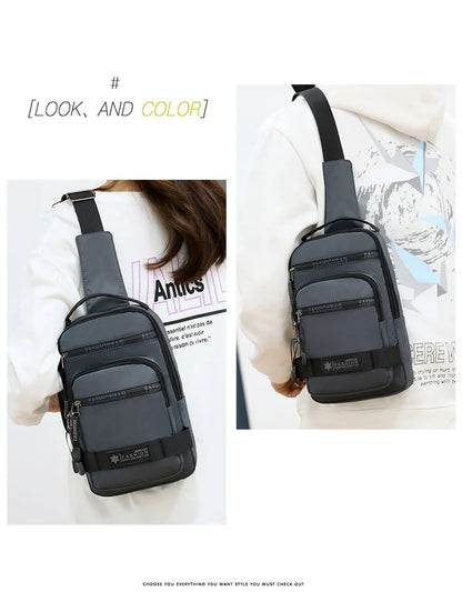 Men’s Chest Bag – Large Capacity Lightweight Nylon Crossbody Shoulder Backpack for Travel, Korean Style