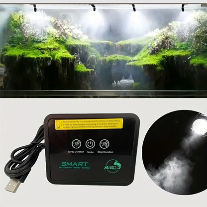 Intelligent Spray System for Reptiles – Mist Rainforest Tank Kit with Electronic Timer, Fogger & Humidifier for Terrariums