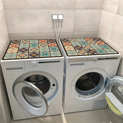 50x60cm Vintage Checkered Washing Machine Dust Cover – Quick-Dry, Absorbent Protective Top Mat for Washer & Dryer