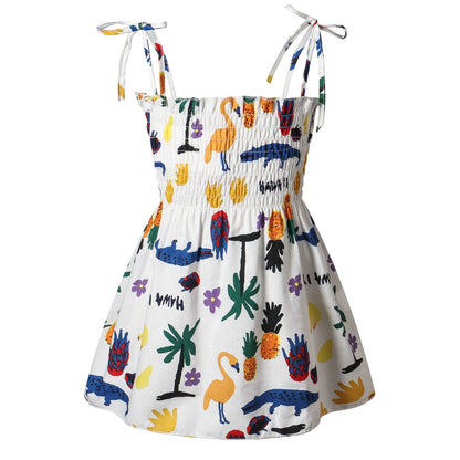 Summer Girls Princess Beach Dress – Strapless Floral Sleeveless Party & Casual Toddler Dress for Ages 1-6 Years