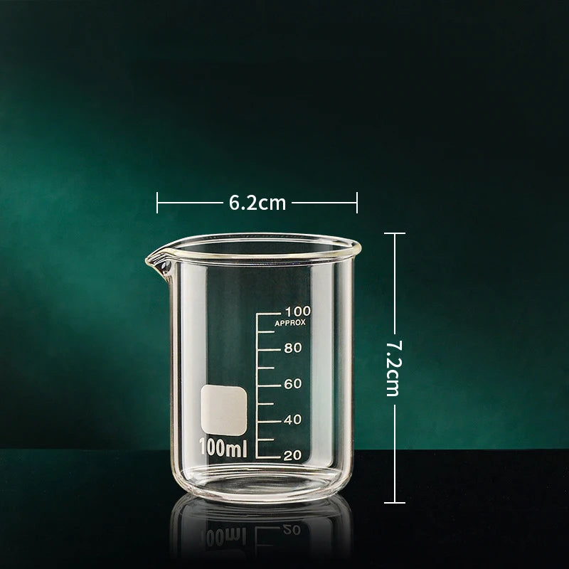 High Borosilicate Glass Measuring Cup – 50/100/150/250/500/1000ml Clear Scale Laboratory Beaker for Kitchen Baking & Mixing