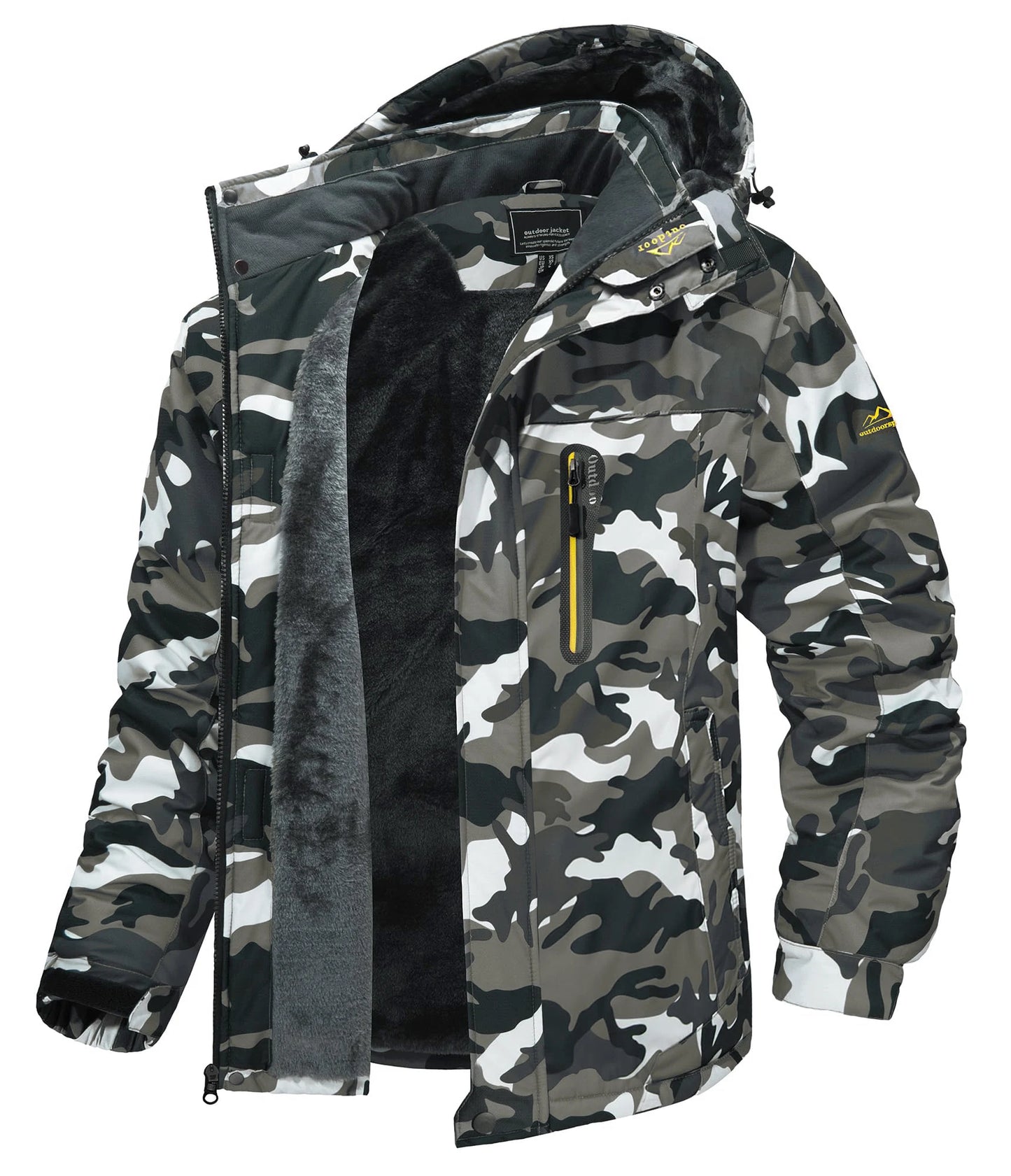 TACVASEN Winter Fleece Lined Parka - Waterproof Windproof Ski Snowboard Jacket with Removable Hood